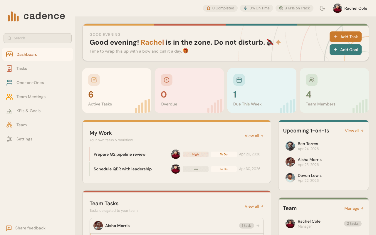 Cadence dashboard